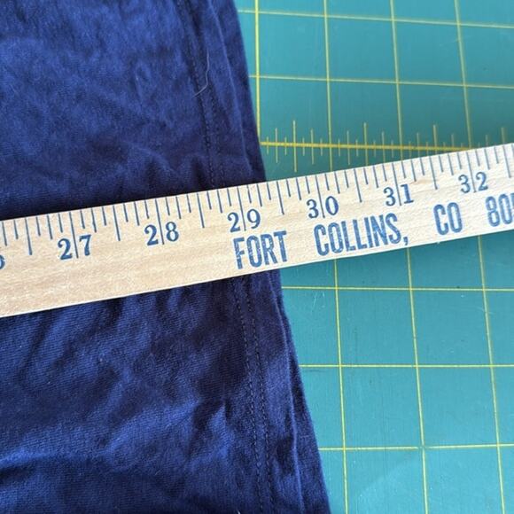 Meri Skye Navy Blue Women's Pullover Top Scoop Neck Asymetrical Hem sz 2X - Picture 6 of 6